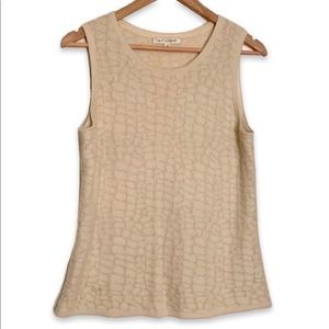 St. John Cream Sleeveless Cashmere Sweater